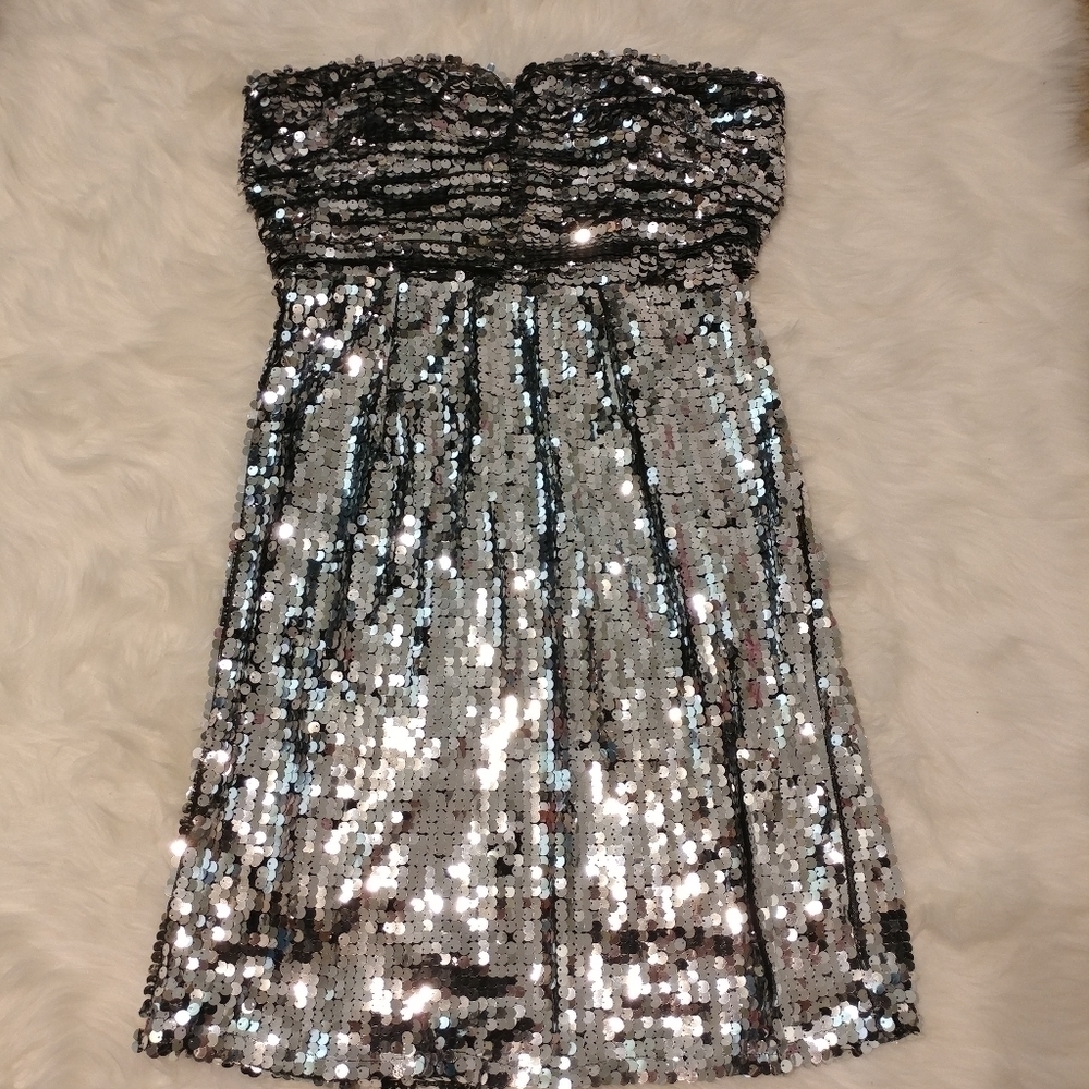 Beautifly Silver Sequin Sweetheart Dress - Picture 6 of 12